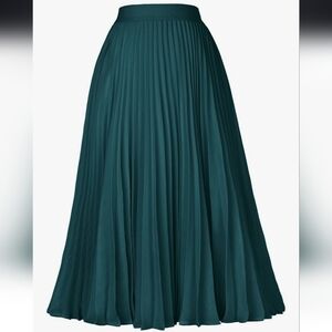 Grace Karin Deep Teal A-Line Pleated Skirt